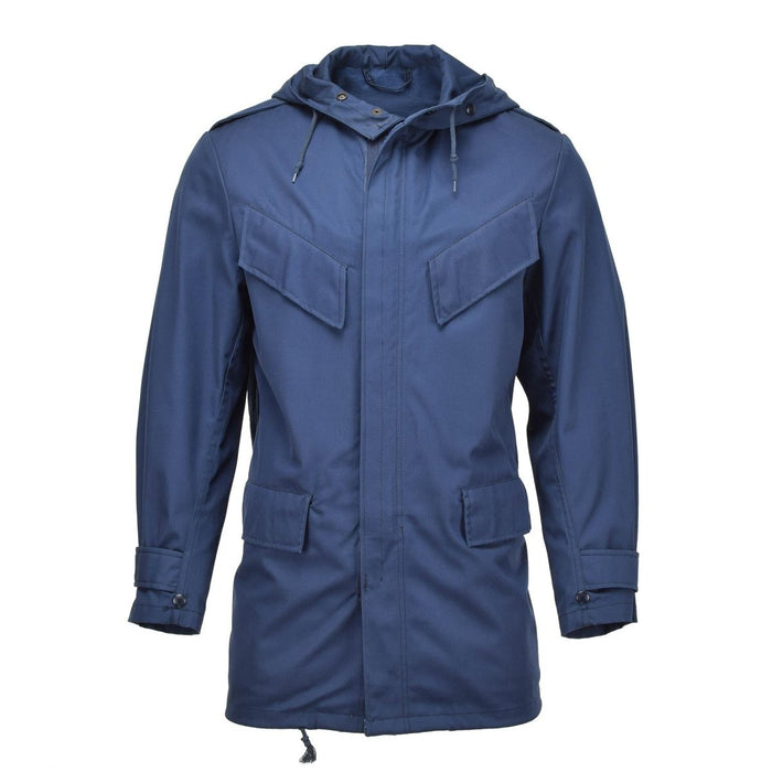 Original holländischer Militär-Offizier-Parka mit Kapuze, winddichter Armee-Regenmantel, einfarbig, blau – GoMilitar