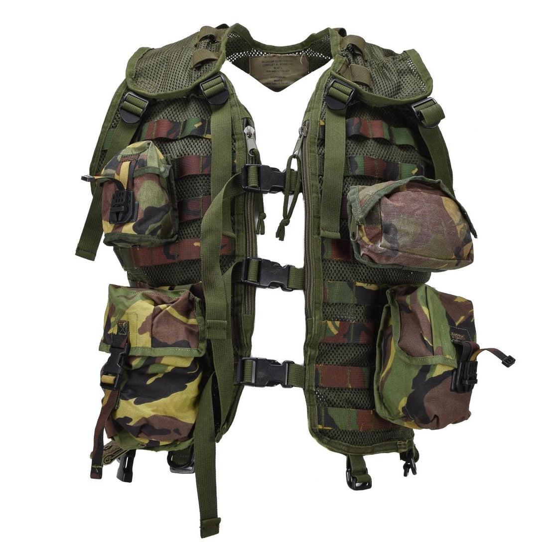 Original niederländische Militär-Ops-Weste, Utility-Taschen, verstellbar, DPM Woodland Camo