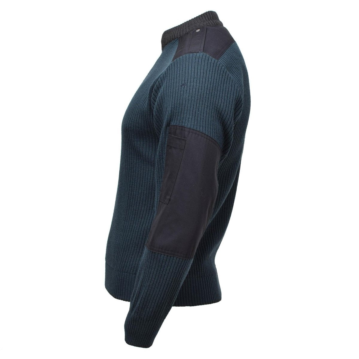 Original niederländischer Militär-Troyer-Pullover, Rippstrick, Viertelreißverschluss, Petrolgrün