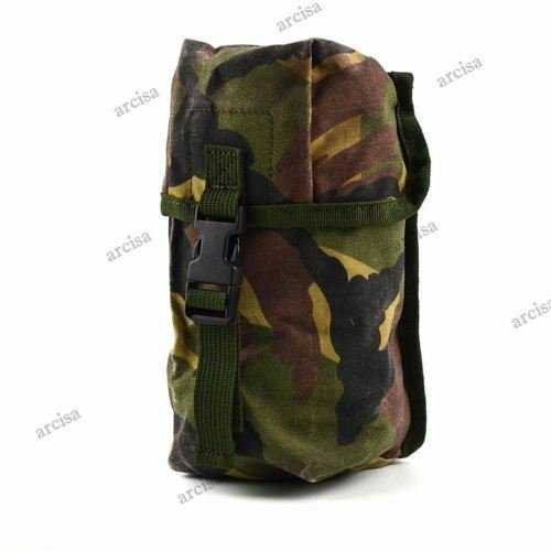 Custodia MOLLE originale dell'esercito olandese olandese in mimetica, tela robusta per riporre granate fumogene tattiche e uso militare.
