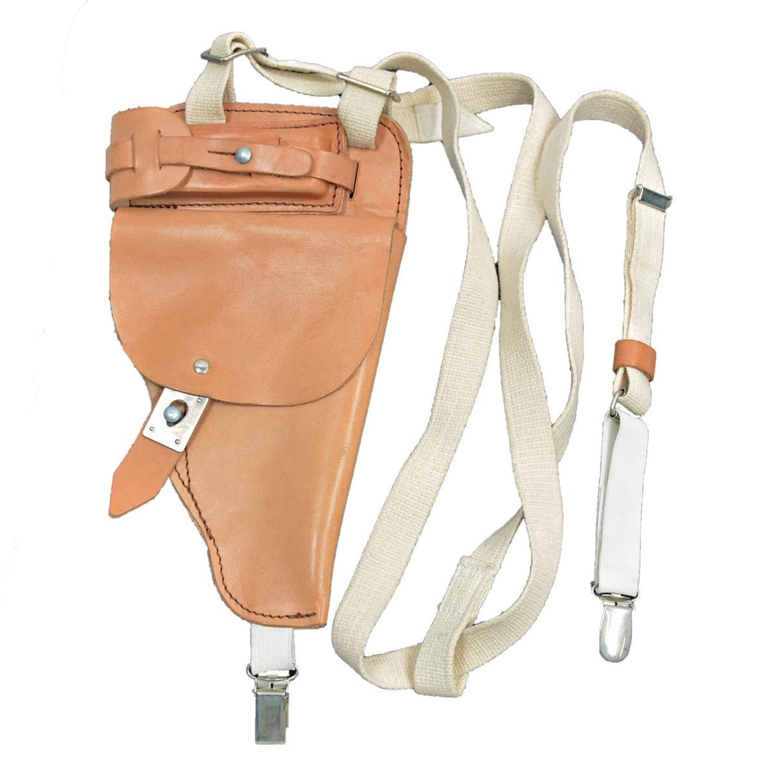 Original DDR Militär M74 Schulterpistolenholster NVA Leder Braun