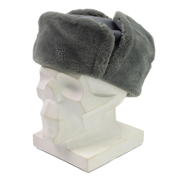 Chapeau ushanka d'hiver original d'officier de l'armée de l'Allemagne de l'Est avec fausse fourrure, style trappeur gris pour la protection contre le froid