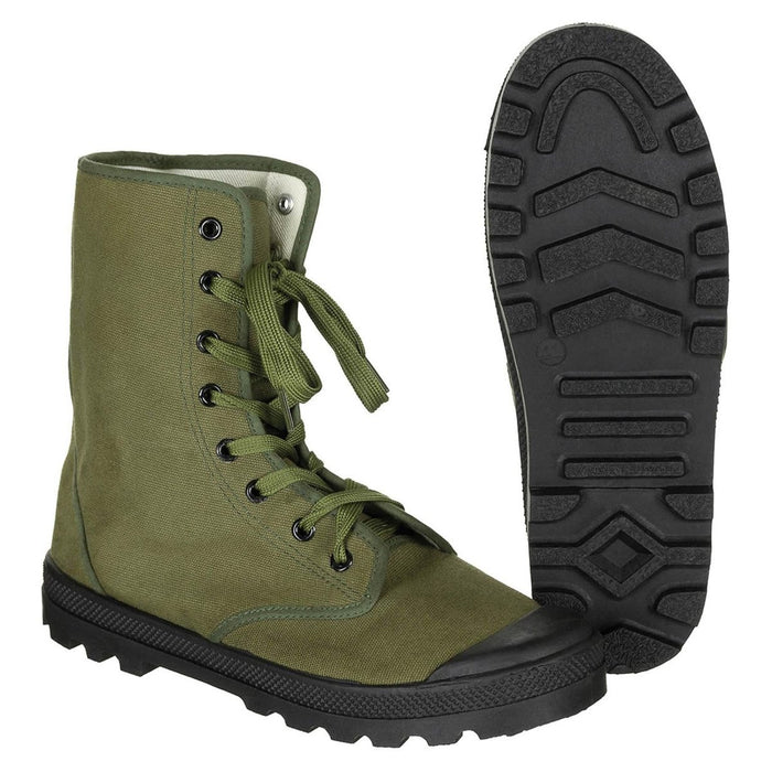 Original French Military Commando Boots Reinforced heels Vintage Olive - GoMilitar