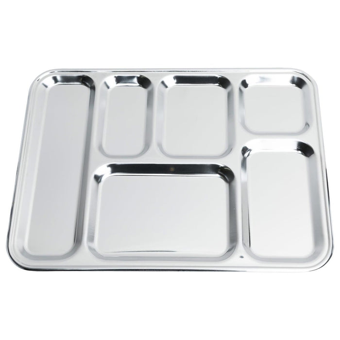 Plateau alimentaire militaire français original en acier inoxydable diviseur de nourriture mess hall NOUVEAU - GoMilitar