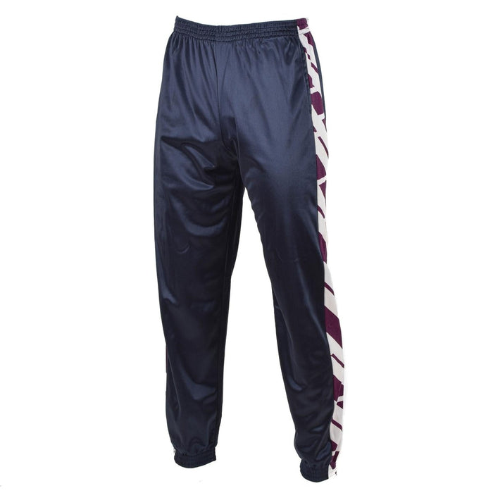 Pantaloni della tuta militare francese retrò blu navy con elastico in vita e pannello laterale a righe per la corsa e l'escursionismo.
