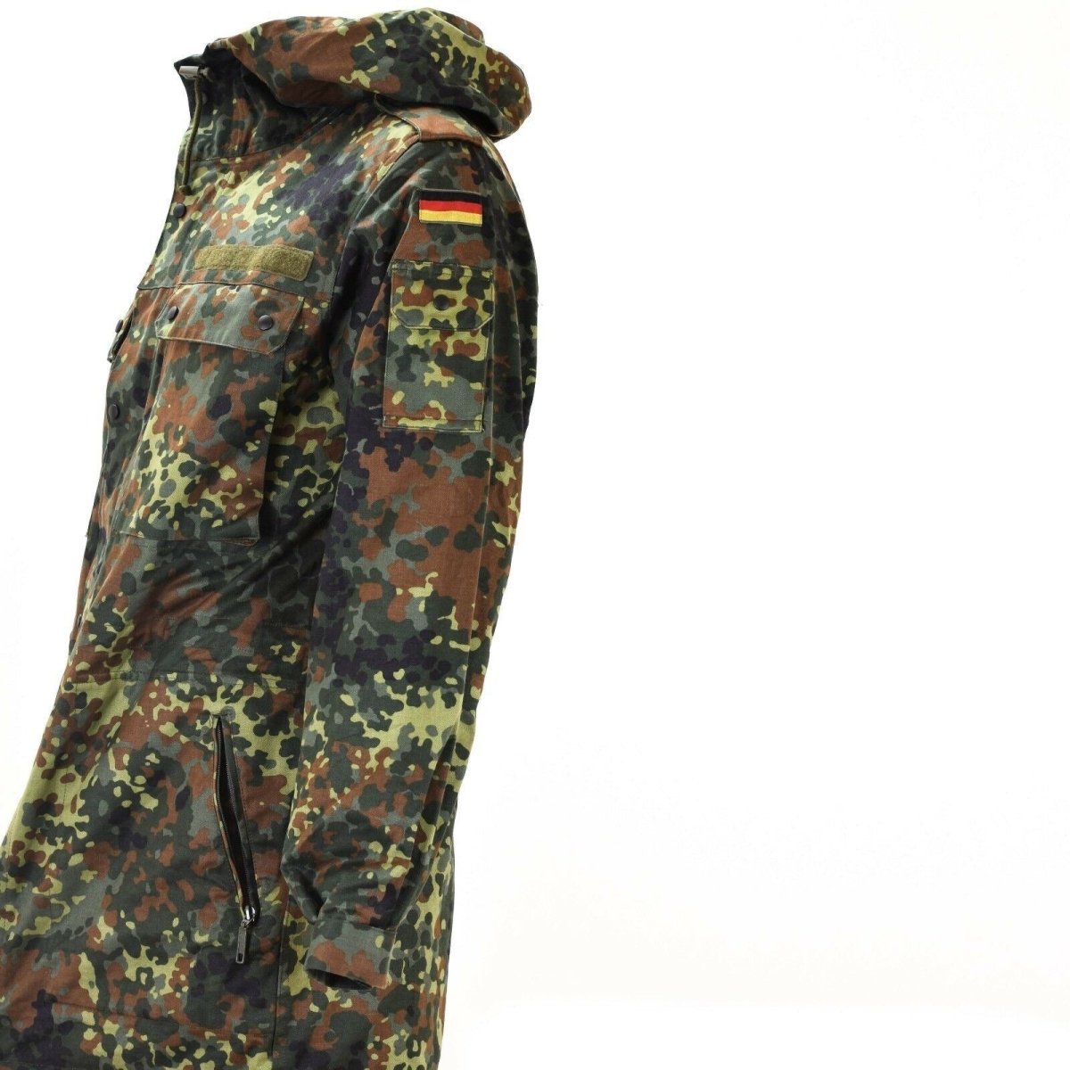 Giacca da campo dell'esercito tedesco originale Parka Emissione militare Flecktarn con cappuccio