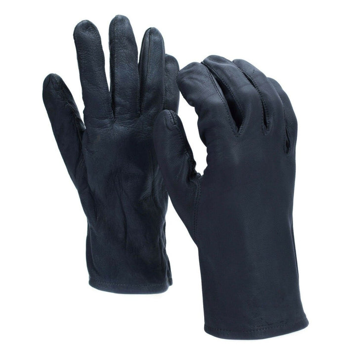 Guanti originali dell'esercito tedesco realizzati in vera pelle di colore grigio scuro, resistenti e adatti per un uso tattico o casual.