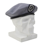 Casquette de béret des pompiers allemands d'origine, insigne en tissu brodé gris