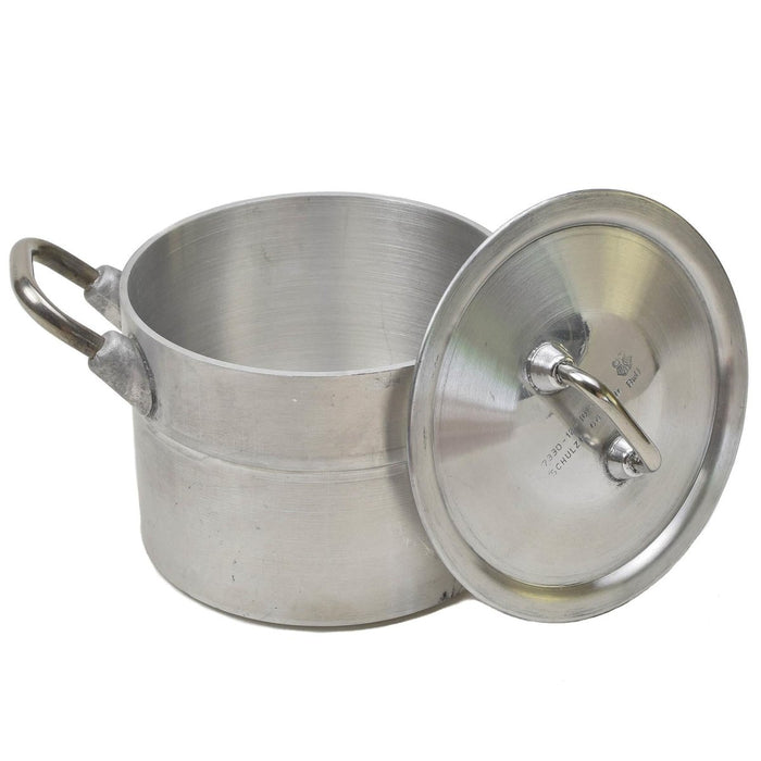 Pentola da campeggio originale militare tedesca in alluminio da 2 litri con coperchio, resistente e leggera per l'escursionismo e l'uso all'aperto.