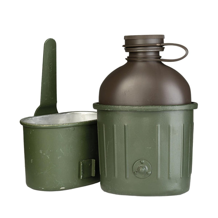 Fiaschetta militare tedesca originale da 0,8 litri in plastica con tazza in alluminio oliva - GoMilitar