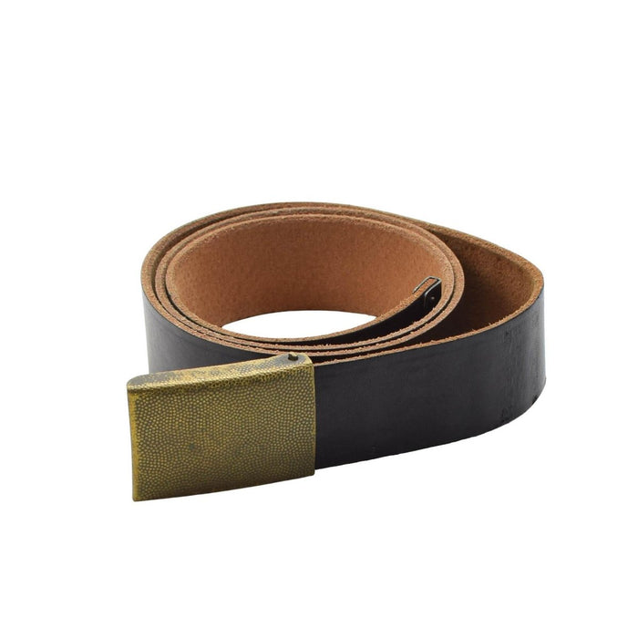 Original German Military Leather Trousers Belt Bundesmarine Army Navy Black - GoMilitar