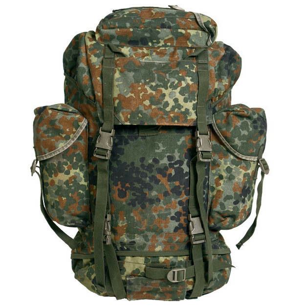 Original deutscher militärischer taktischer Rucksack 65L Kampfrucksack Flecktarn Camo - GoMilitar