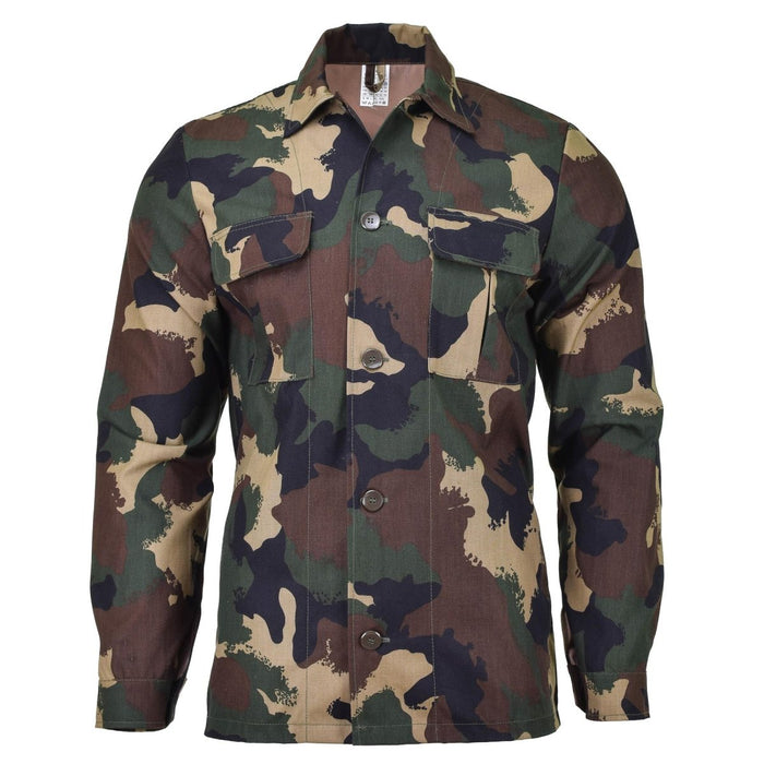 Chemisier de combat camouflage original de l'armée hongroise, chemise militaire en surplus avec poches avant et fermeture boutonnée