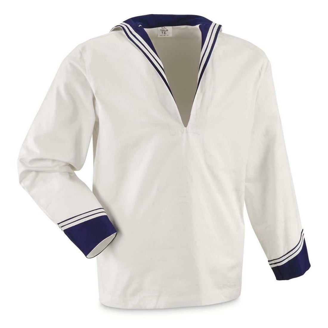 Original Italian army navy middy shirt long sleeves white naval military sailors