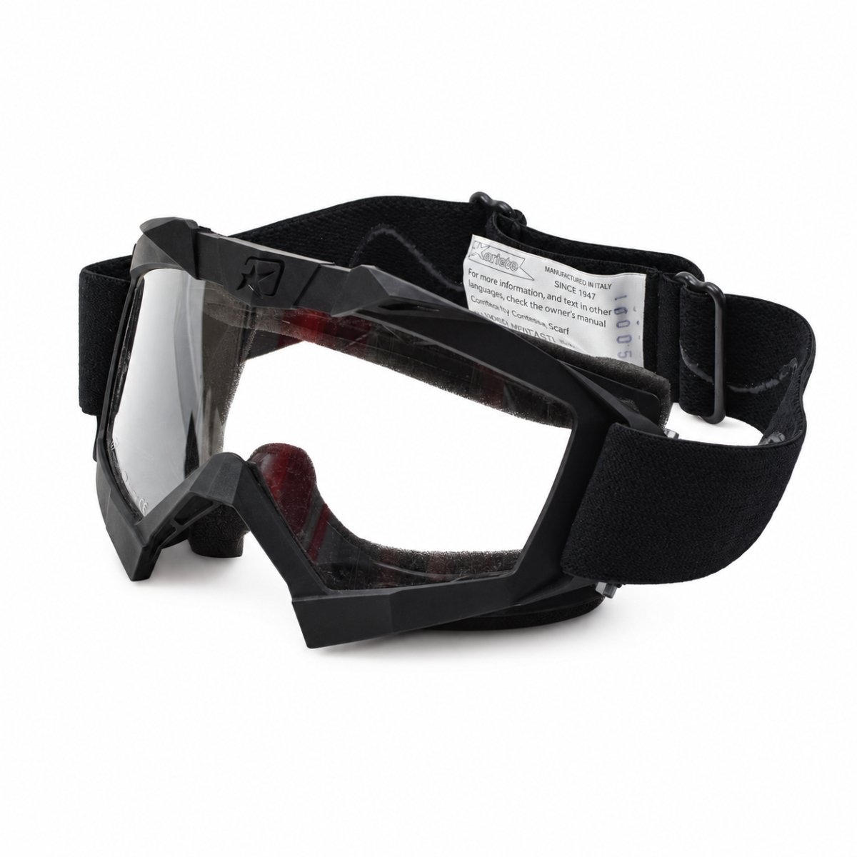 Original italienische Militär-Schutzbrille von Ariete, klares Glas, beschlagfrei, schwarz