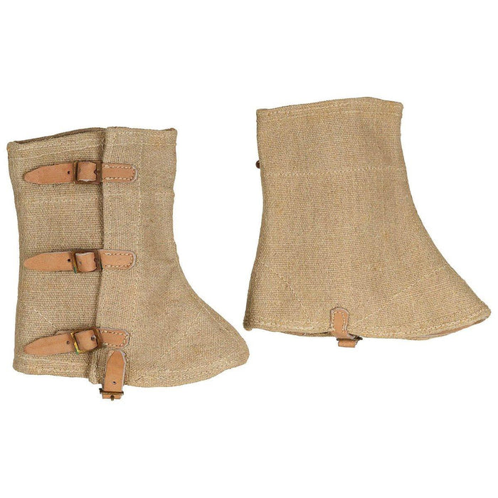 Ghette militari originali italiane Inserti in pelle di tela Army Surplus Khaki durevoli coperture protettive per attrezzatura da trekking e da esterno