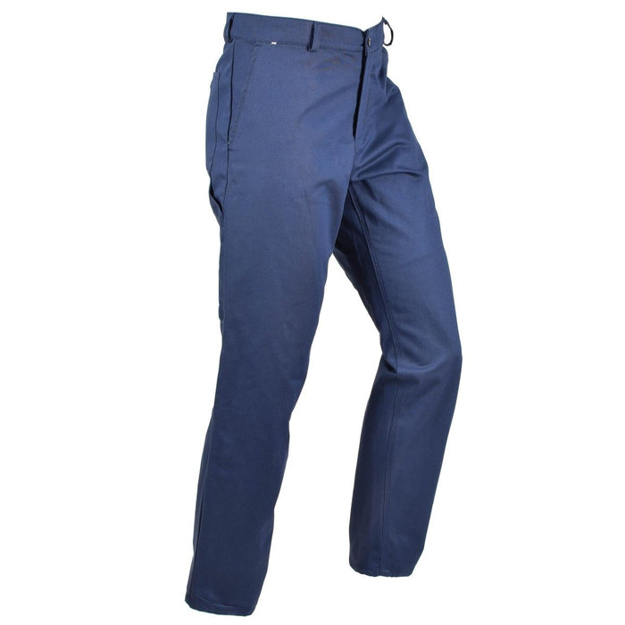 Blaue italienische Militärarbeitshose aus strapazierfähiger Baumwolle mit funktionellen Taschen und robuster Konstruktion.