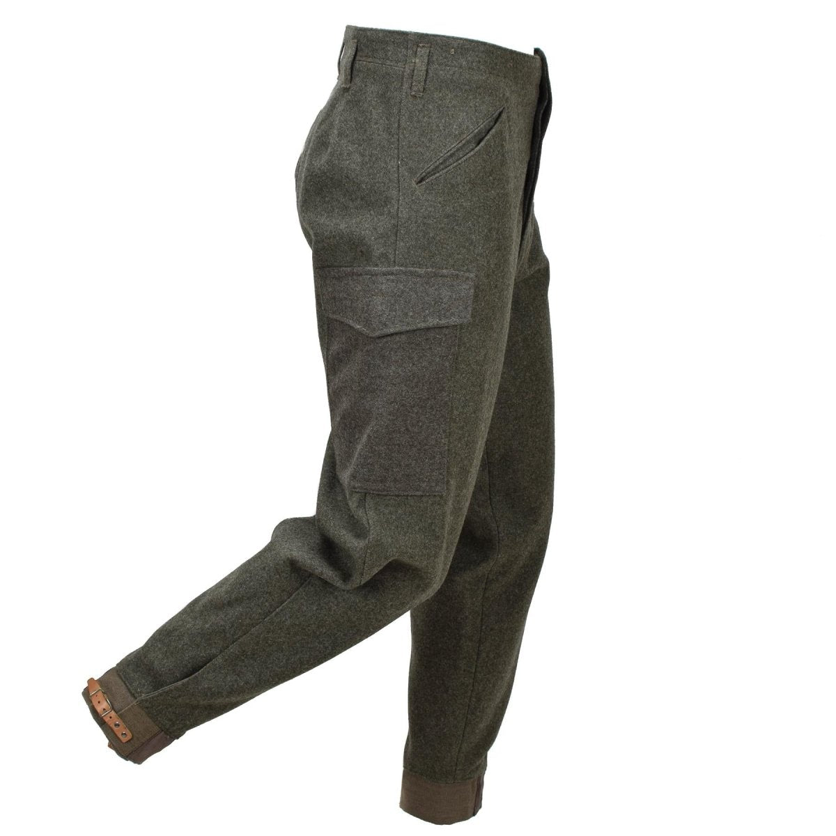 Pantalon de campagne original de l'armée suédoise M39/58 en laine cargo surplus vert olive