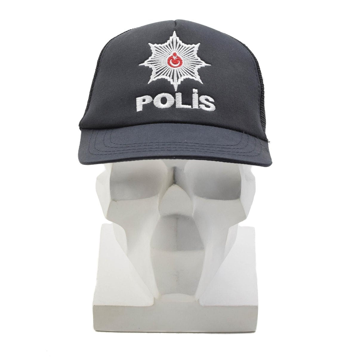 Berretto da campo militare turco originale POLIS con inserto in rete, chiusura regolabile, nero