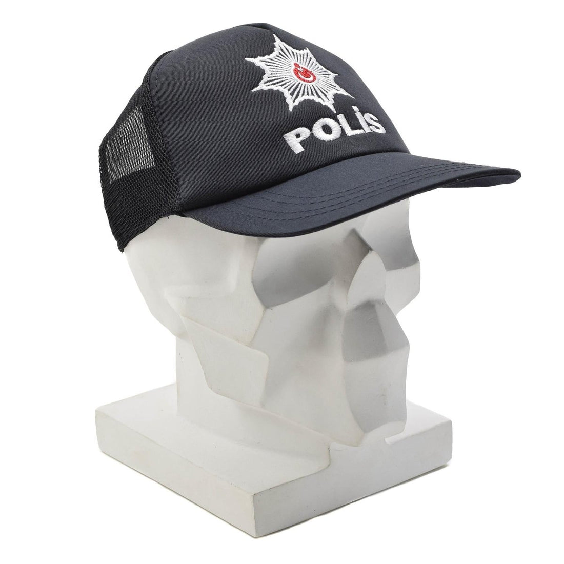 Berretto da campo militare turco originale POLIS con inserto in rete, chiusura regolabile, nero