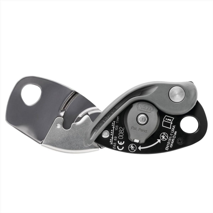 Petzl GRIGRI+ Sicherungsgerät, unterstütztes Bremsen, Anti-Panik, 8,5–11 mm, Grau – GoMilitar