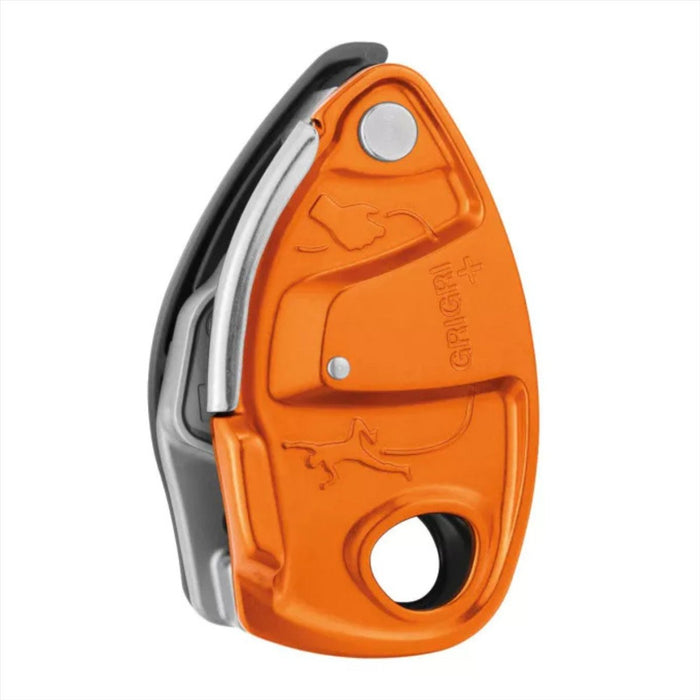 Petzl GRIGRI+ Sicherungsgerät, unterstütztes Bremsen, Anti-Panik, 8,5–11 mm Seile, Orange – GoMilitar