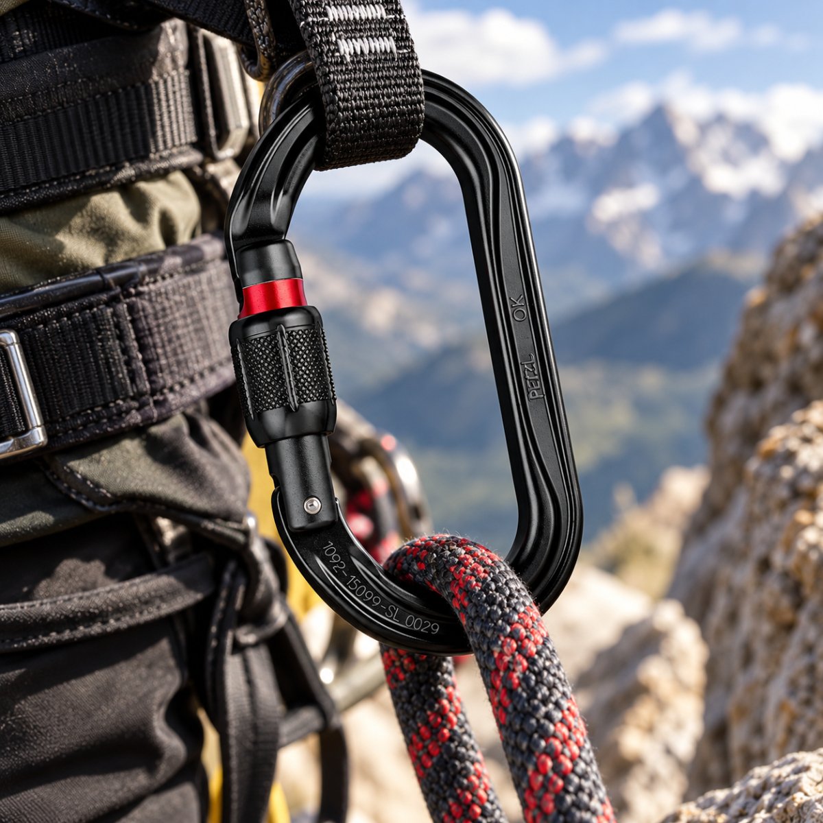 PETZL OK SCREW-LOCK Moschettone simmetrico in alluminio Rigging Nero 24kN