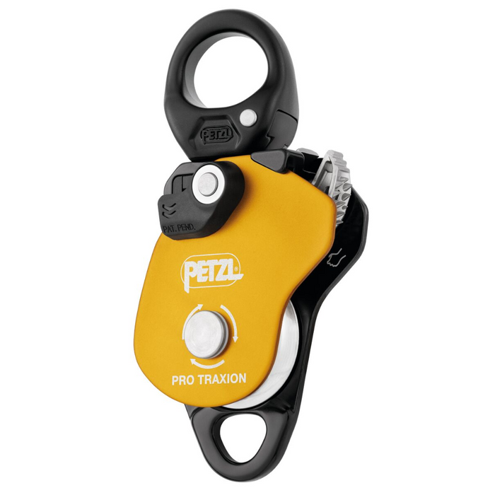 PETZL PRO TRAXION Progress Capture Pulley Swivel Rope Hauling Device Yellow - GoMilitar