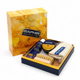 Coffret Saphir Grand Kit d'Entretien pour Chaussures Cuir Lisse Cirage Brosse Chiffon Ensemble
