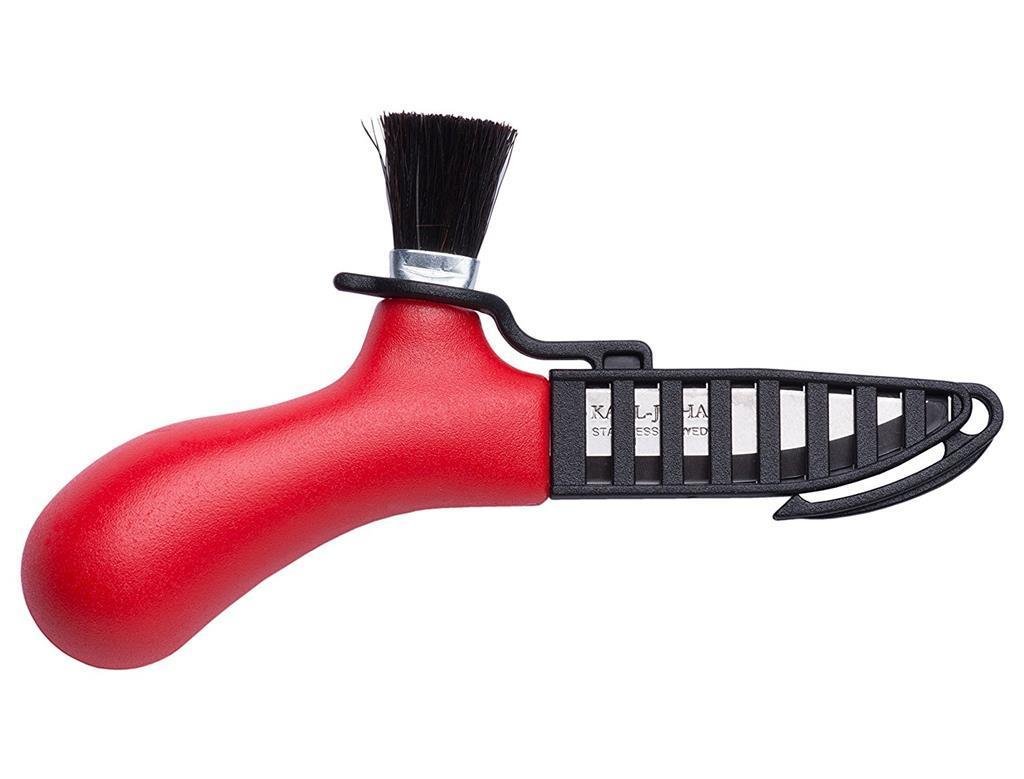 Swedish Knife MORA Mushroom Picking Stainless Steel real Horsehair Brush Red