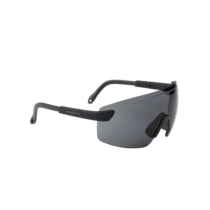 Occhiali protettivi per gli occhi da tiro Black Swiss Eye con ampie lenti antiappannamento UV400 e stanghette regolabili