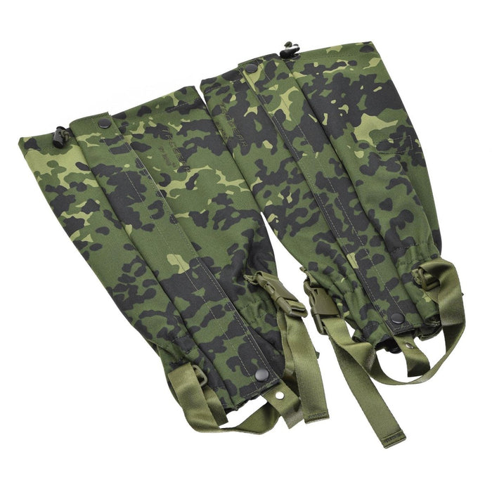 Paire de guêtres imperméables TACGEAR en camouflage danois M84 avec sangles réglables et crochets métalliques pour la protection extérieure