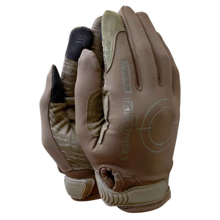 TAMREX Präzise taktische Handschuhe aus PU-Leder, flexibel, Spandex, Touchscreen, Oliv – GoMilitar