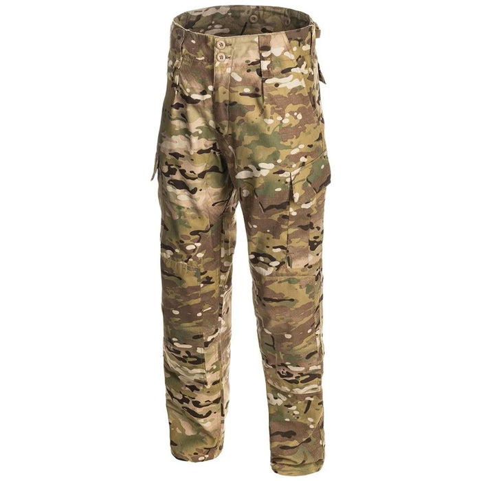 Pantaloni militari multicam da combattimento TEXAR WZ10 realizzati in resistente tessuto ripstop con tasche multiple e cuciture rinforzate.