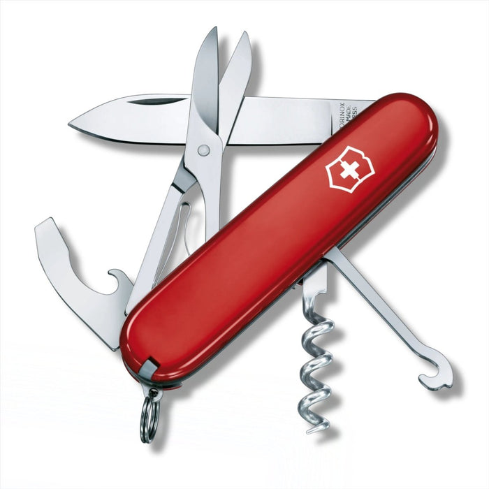 Couteau de poche multi-outils Victorinox Compact Swiss 91 mm rouge avec 15 fonctions dont ciseaux et tire-bouchon